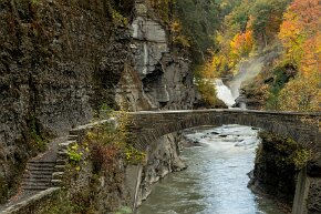 footbridge These are the Lower Falls in the background, and a foot bridge, also at Letchworth S.P.